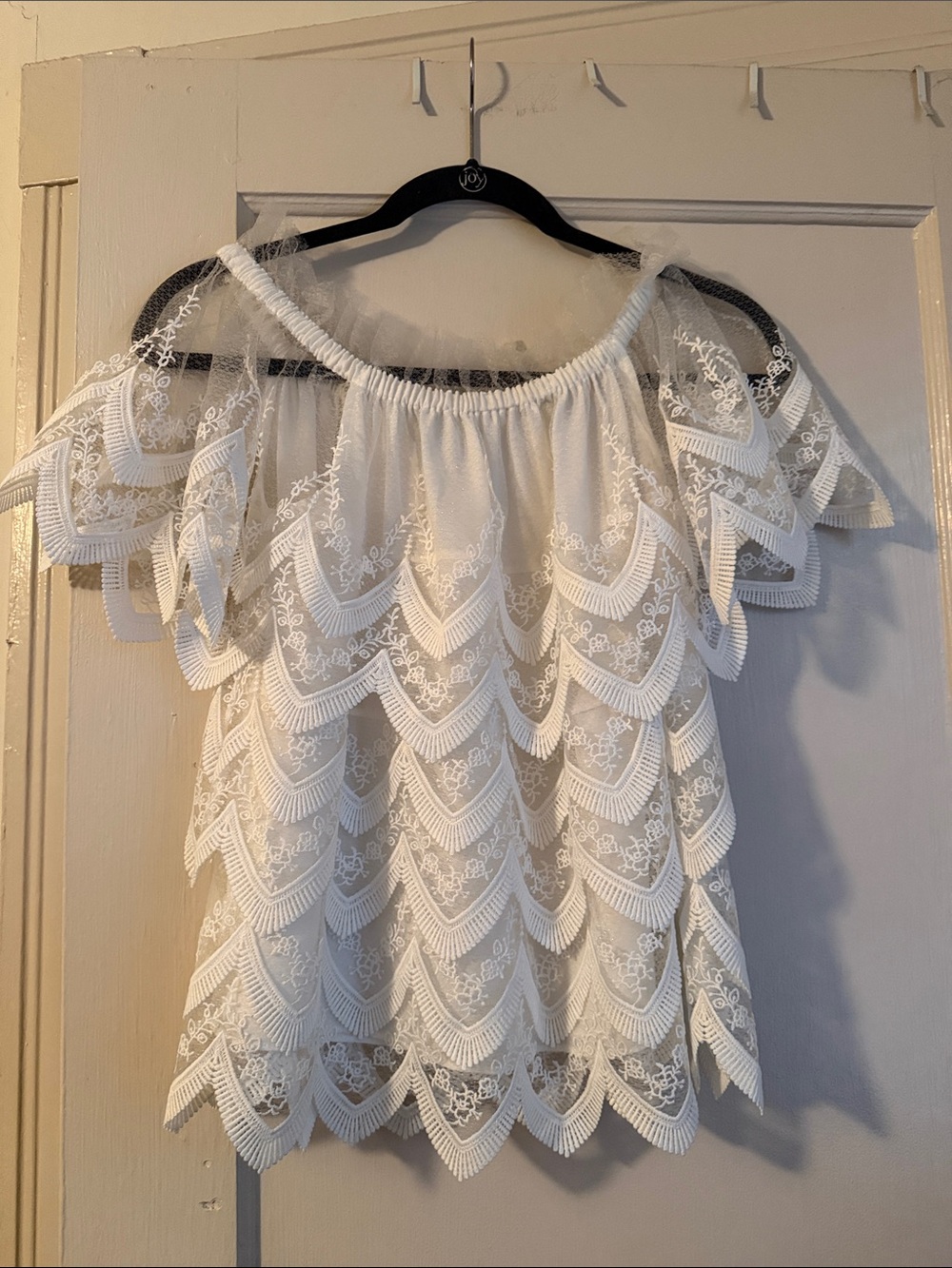 Alexis Cream Lace Ruffled Blouse